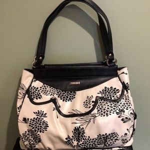 Miche black and cream flocked handbag